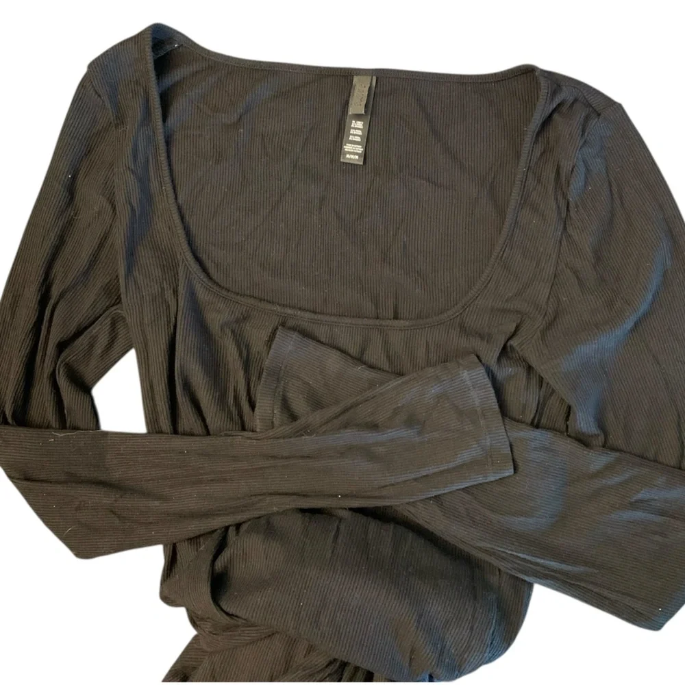 Skims soft lounge LONG SLEEVE DRESS Onyx size MEDIUM - Picture 7 of 10